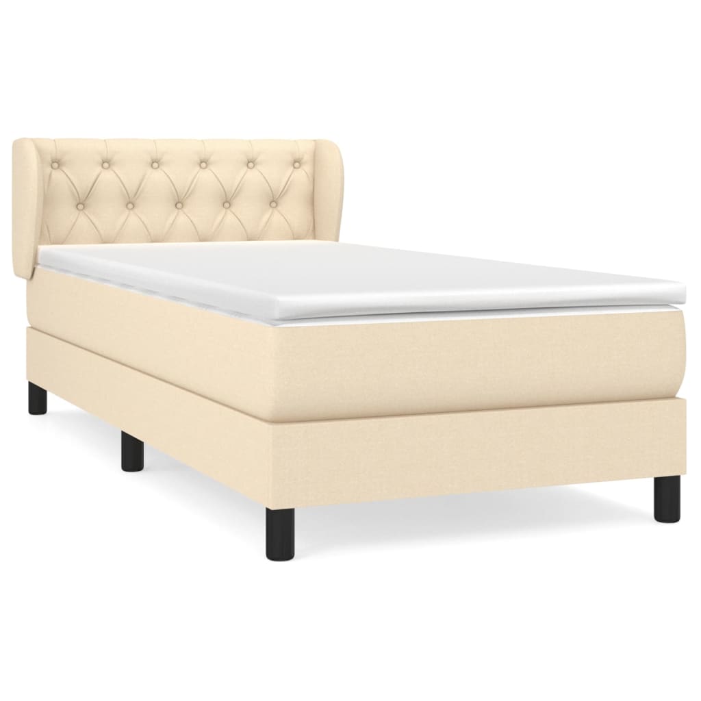 vidaXL Κρεβάτι Boxspring με Στρώμα Κρεμ 80 x 200 εκ. Υφασμάτινο