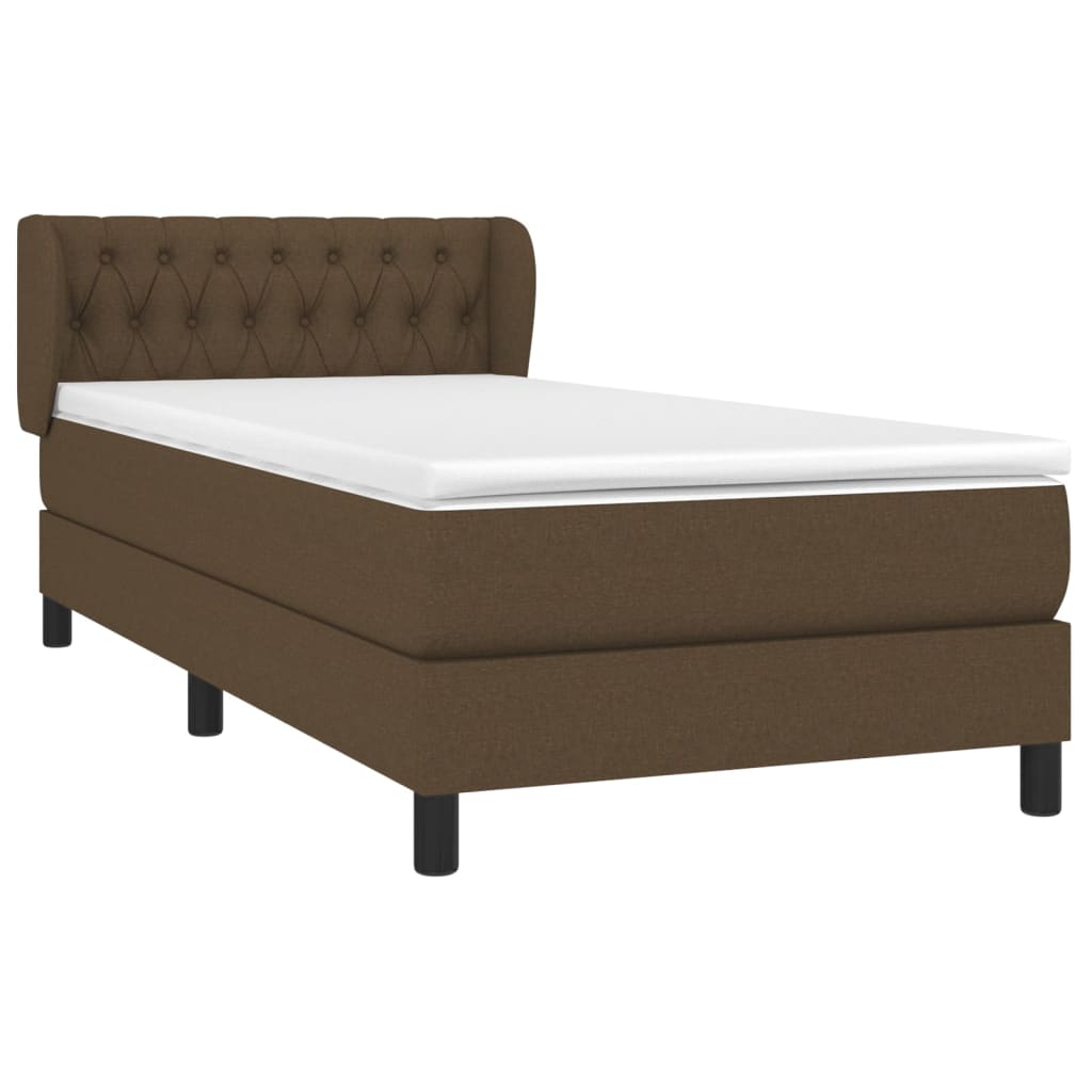 vidaXL Κρεβάτι Boxspring με Στρώμα Σκούρο Καφέ 90x190 εκ. Υφασμάτινο