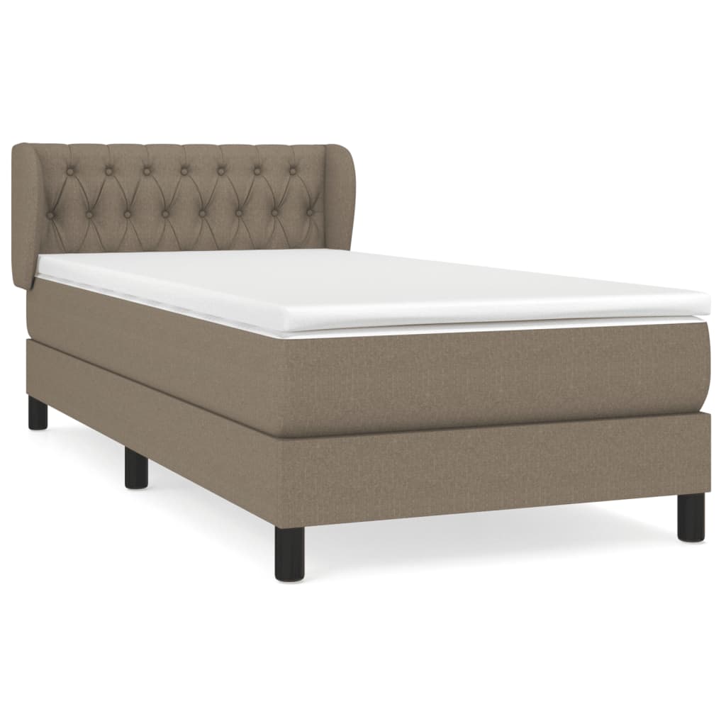 vidaXL Κρεβάτι Boxspring με Στρώμα Taupe 90x190 εκ.Υφασμάτινο
