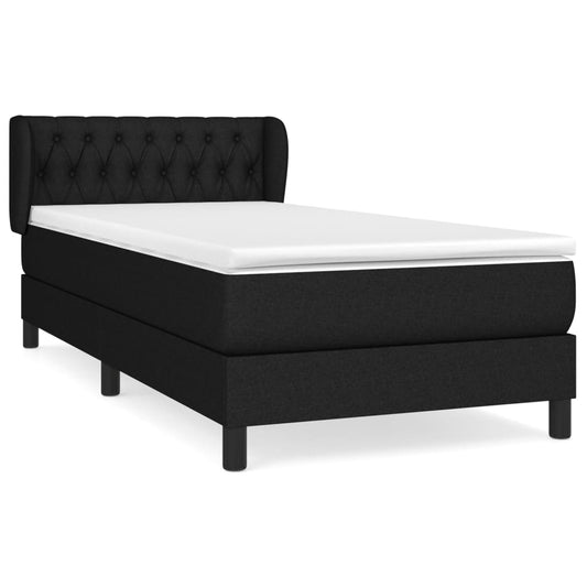 vidaXL Κρεβάτι Boxspring με Στρώμα Μαύρο 100 x 200 εκ. Υφασμάτινο