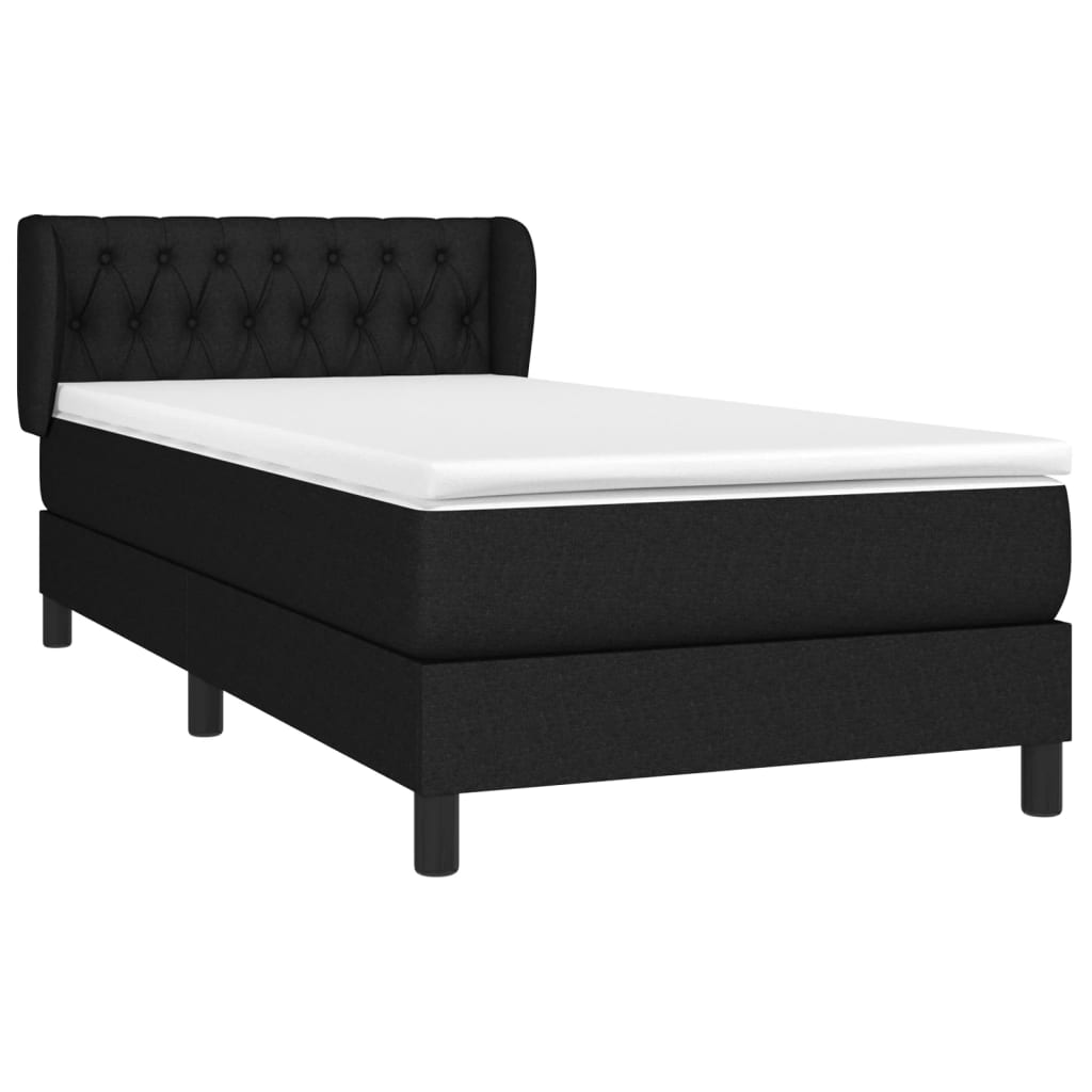 vidaXL Κρεβάτι Boxspring με Στρώμα Μαύρο 100 x 200 εκ. Υφασμάτινο