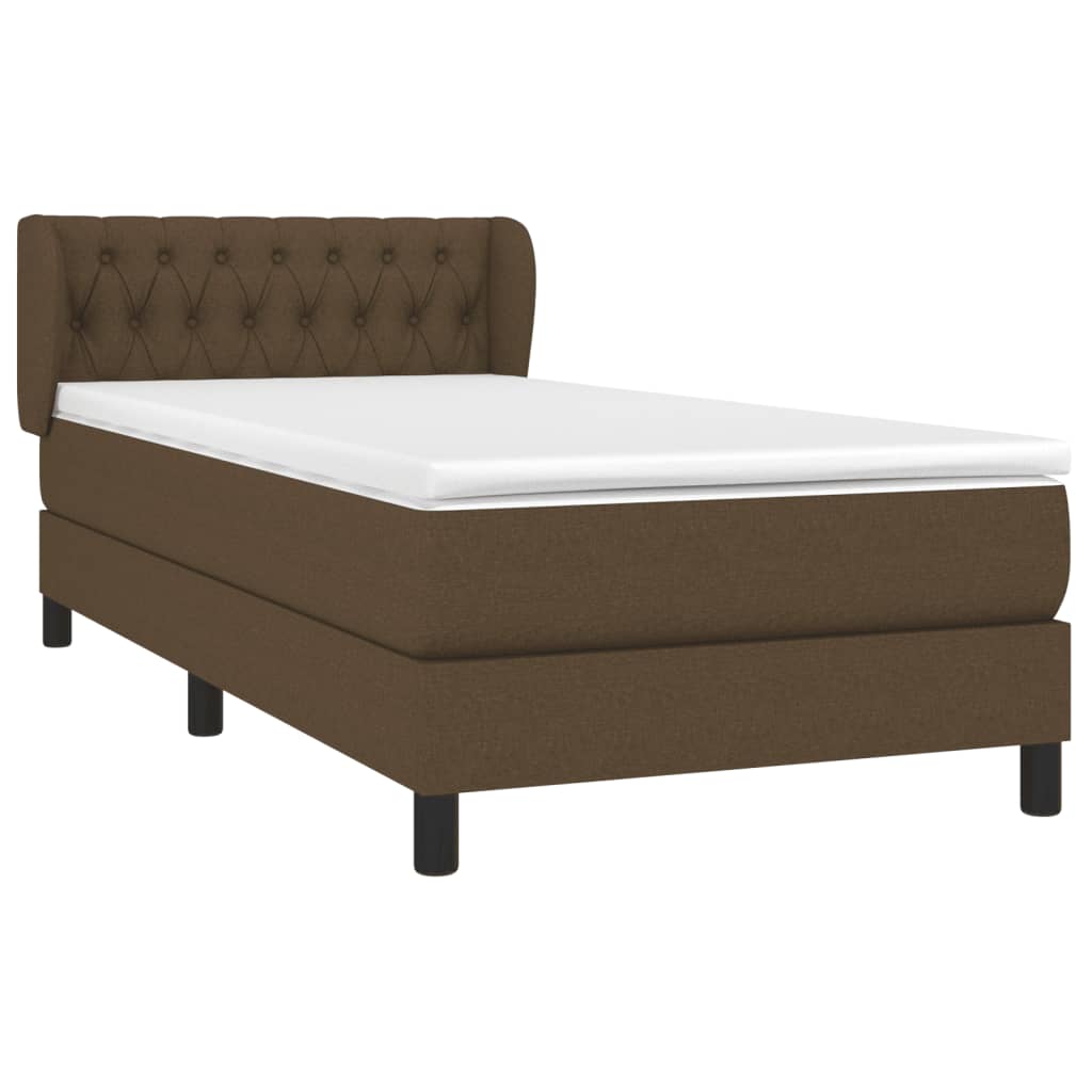 vidaXL Κρεβάτι Boxspring με Στρώμα Σκούρο Καφέ 100x200 εκ. Υφασμάτινο