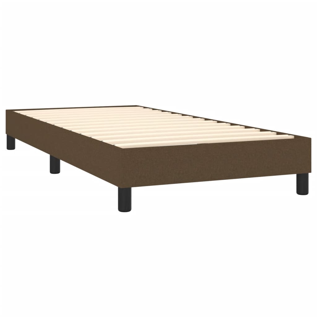 vidaXL Κρεβάτι Boxspring με Στρώμα Σκούρο Καφέ 100x200 εκ. Υφασμάτινο