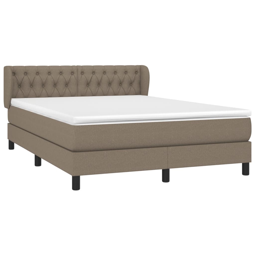 vidaXL Κρεβάτι Boxspring με Στρώμα Taupe 140x190 εκ. Υφασμάτινο