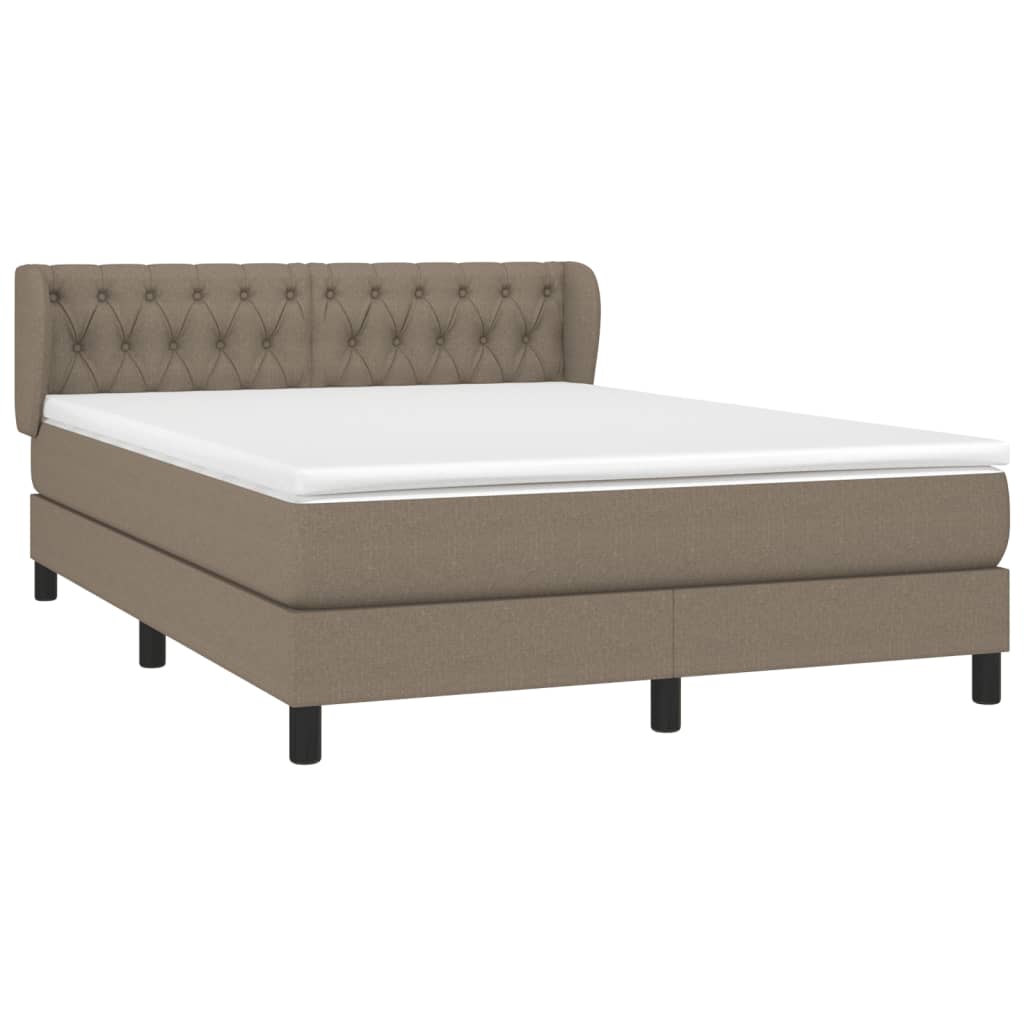 vidaXL Κρεβάτι Boxspring με Στρώμα Taupe 140x200 εκ. Υφασμάτινο