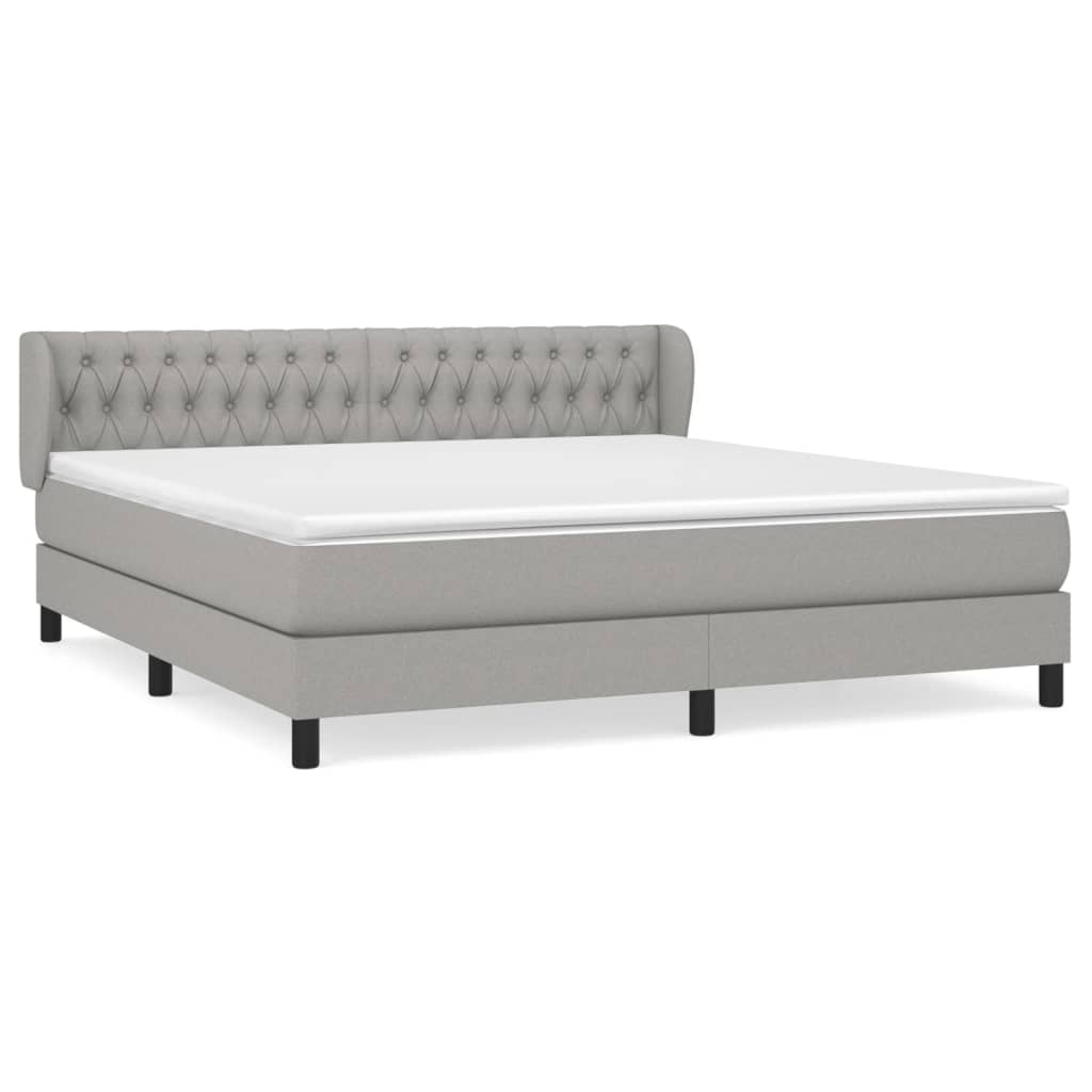 vidaXL Κρεβάτι Boxspring με Στρώμα Ανοιχτό Γκρι 180x200 εκ. Υφασμάτινο