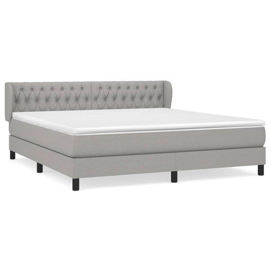 vidaXL Κρεβάτι Boxspring με Στρώμα Ανοιχτό Γκρι 180x200 εκ. Υφασμάτινο