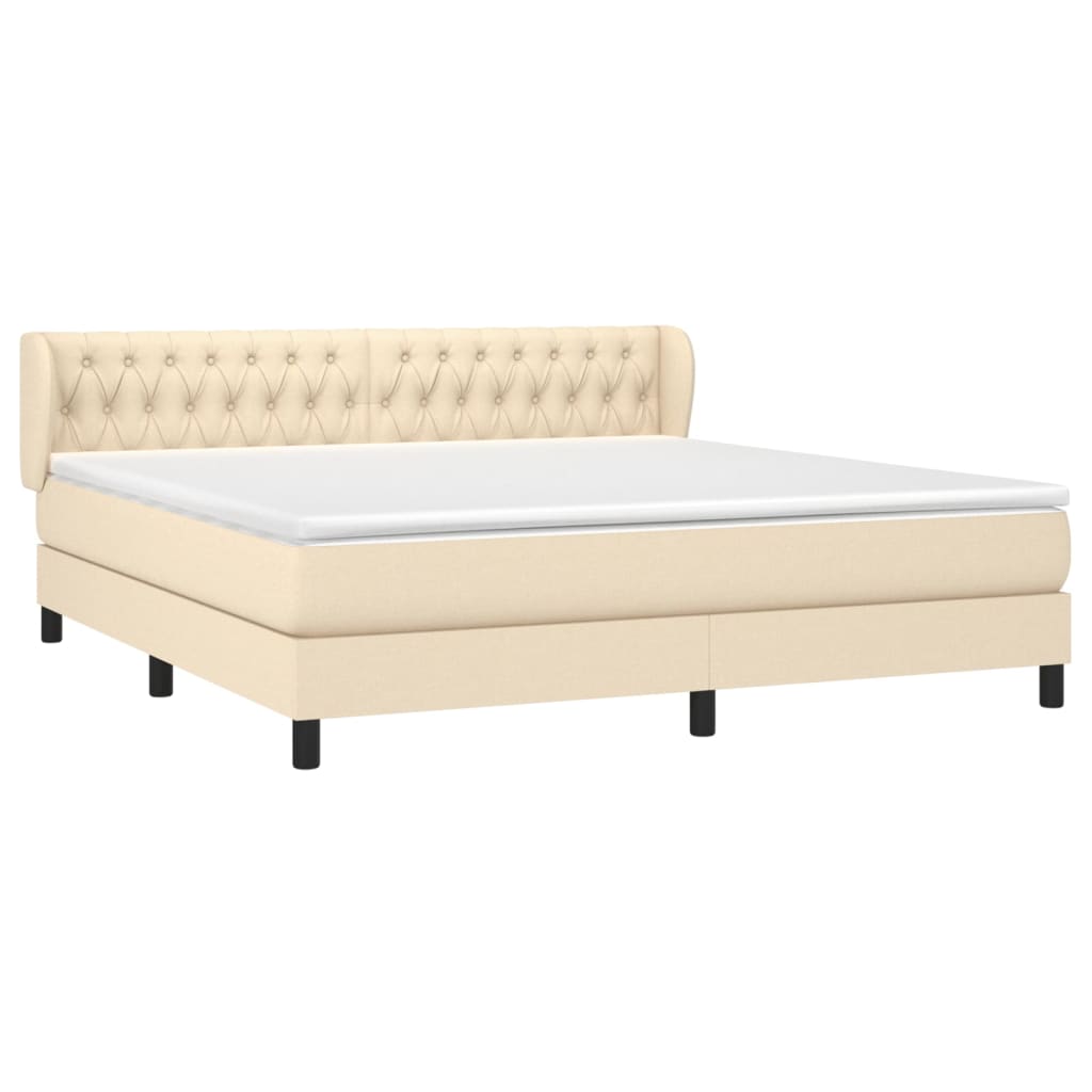 vidaXL Κρεβάτι Boxspring με Στρώμα Κρεμ 180x200 εκ. Υφασμάτινο