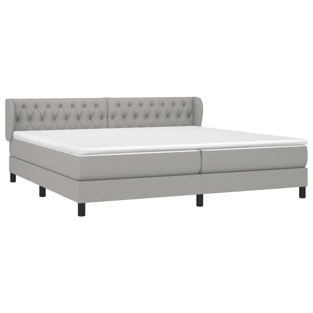 vidaXL Κρεβάτι Boxspring με Στρώμα Ανοιχτό Γκρι 200x200 εκ. Υφασμάτινο