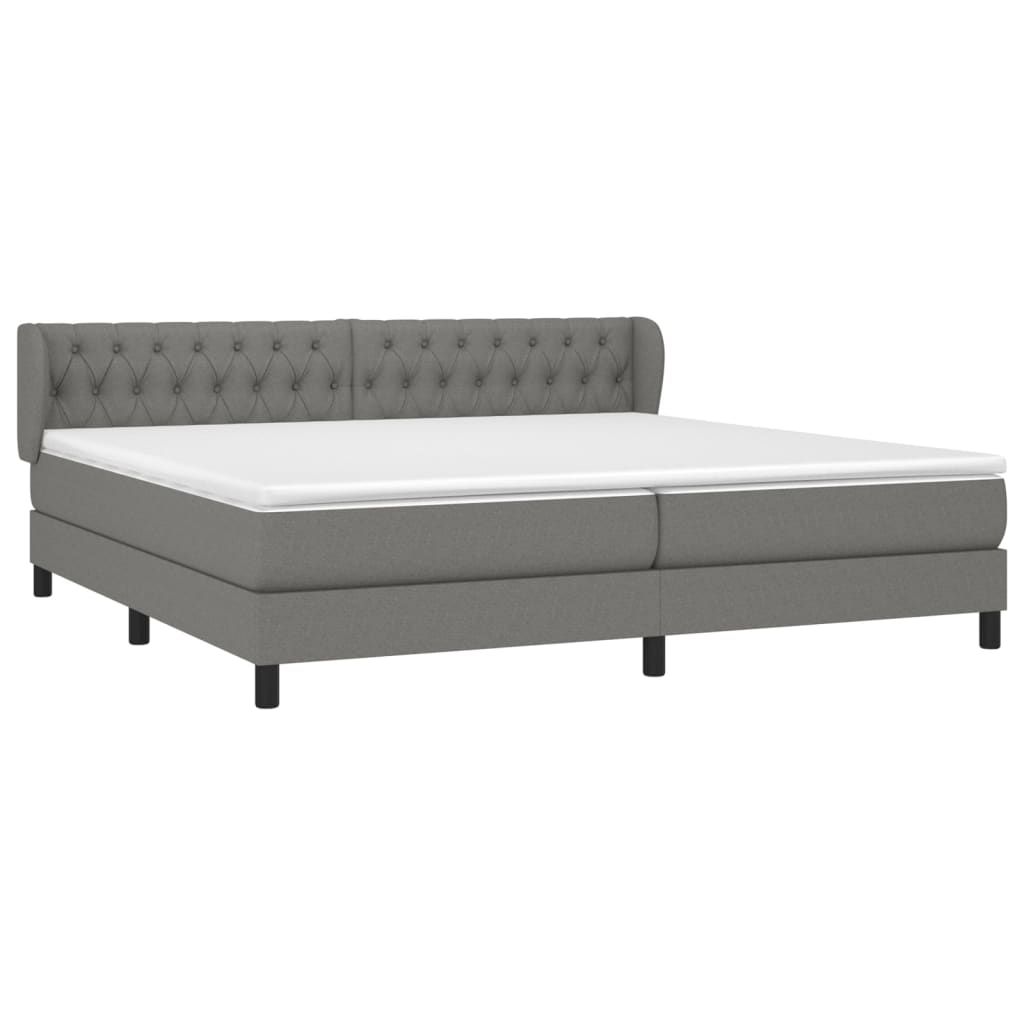 vidaXL Κρεβάτι Boxspring με Στρώμα Σκούρο Γκρι 200x200 εκ. Υφασμάτινο