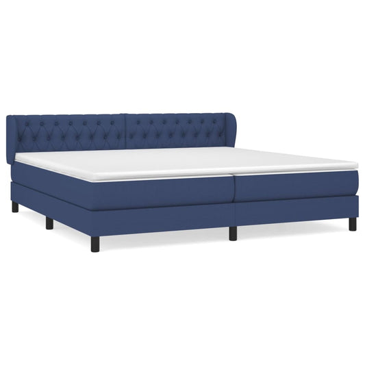 vidaXL Κρεβάτι Boxspring με Στρώμα Μπλε 200x200 εκ. Υφασμάτινο