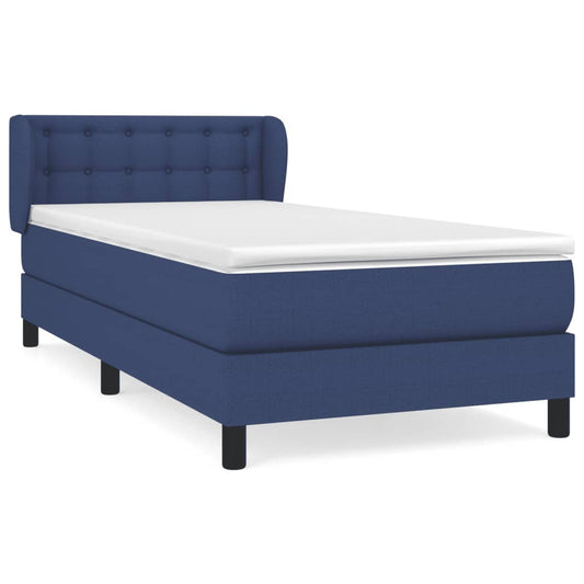 vidaXL Κρεβάτι Boxspring με Στρώμα Μπλε 90x190 εκ.Υφασμάτινο