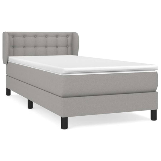 vidaXL Κρεβάτι Boxspring με Στρώμα Ανοιχτό Γκρι 90x200 εκ. Υφασμάτινο