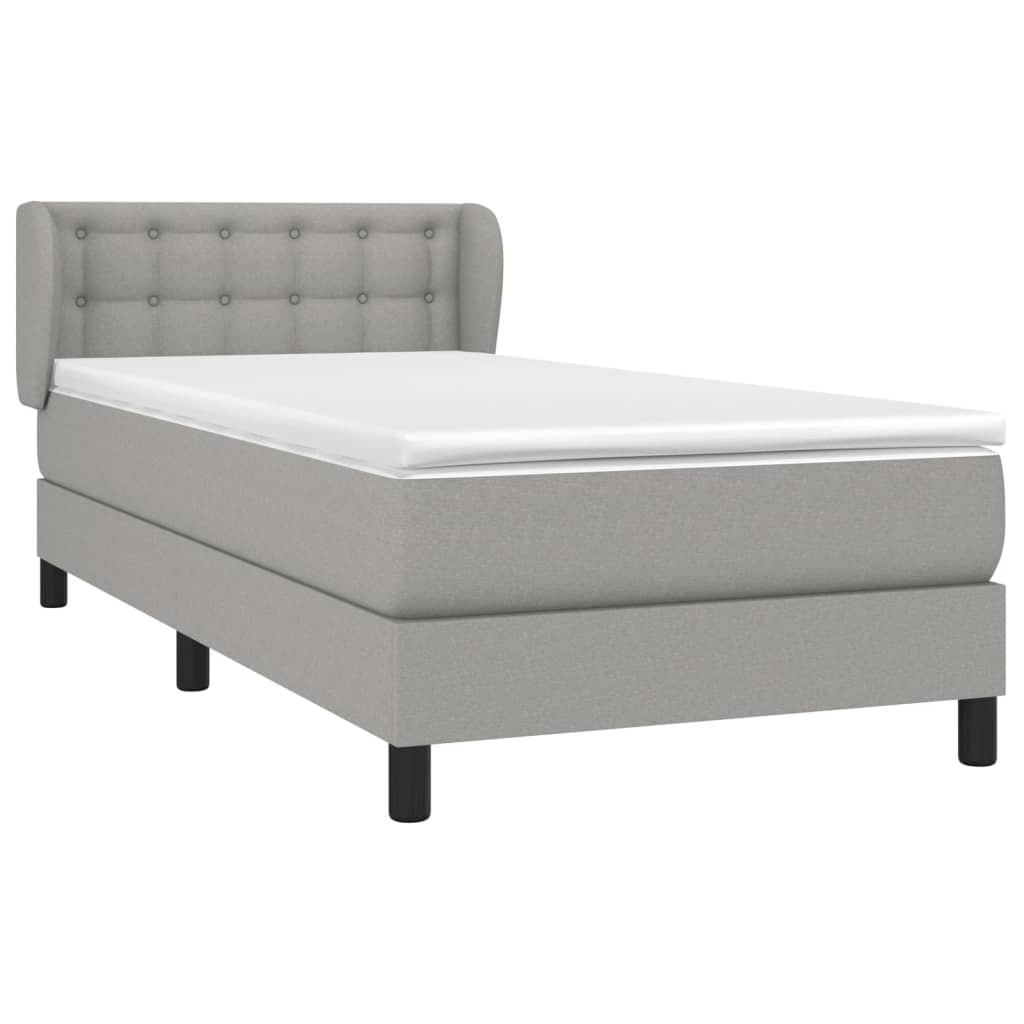 vidaXL Κρεβάτι Boxspring με Στρώμα Ανοιχτό Γκρι 100x200 εκ. Υφασμάτινο