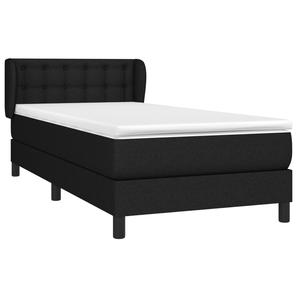 vidaXL Κρεβάτι Boxspring με Στρώμα Μαύρο 100 x 200 εκ. Υφασμάτινο
