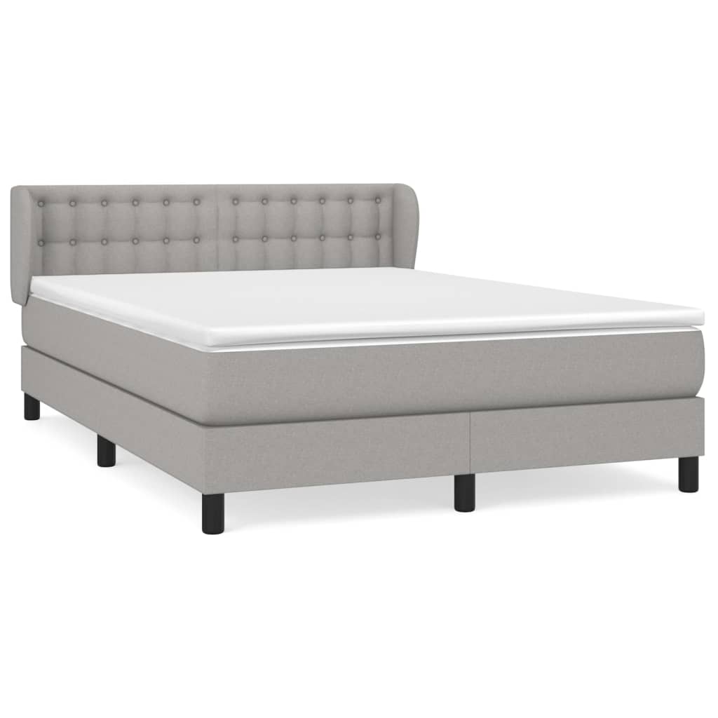 vidaXL Κρεβάτι Boxspring με Στρώμα Ανοιχτό Γκρι 140x190 εκ. Υφασμάτινο