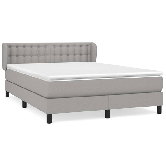 vidaXL Κρεβάτι Boxspring με Στρώμα Ανοιχτό Γκρι 140x190 εκ. Υφασμάτινο
