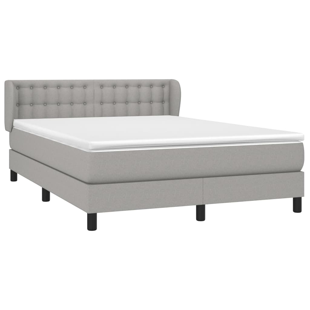 vidaXL Κρεβάτι Boxspring με Στρώμα Ανοιχτό Γκρι 140x190 εκ. Υφασμάτινο