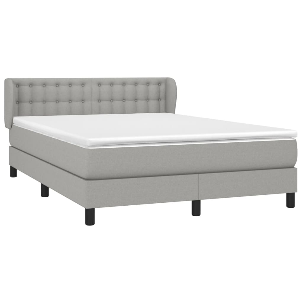 vidaXL Κρεβάτι Boxspring με Στρώμα Ανοιχτό Γκρι 140x200 εκ. Υφασμάτινο