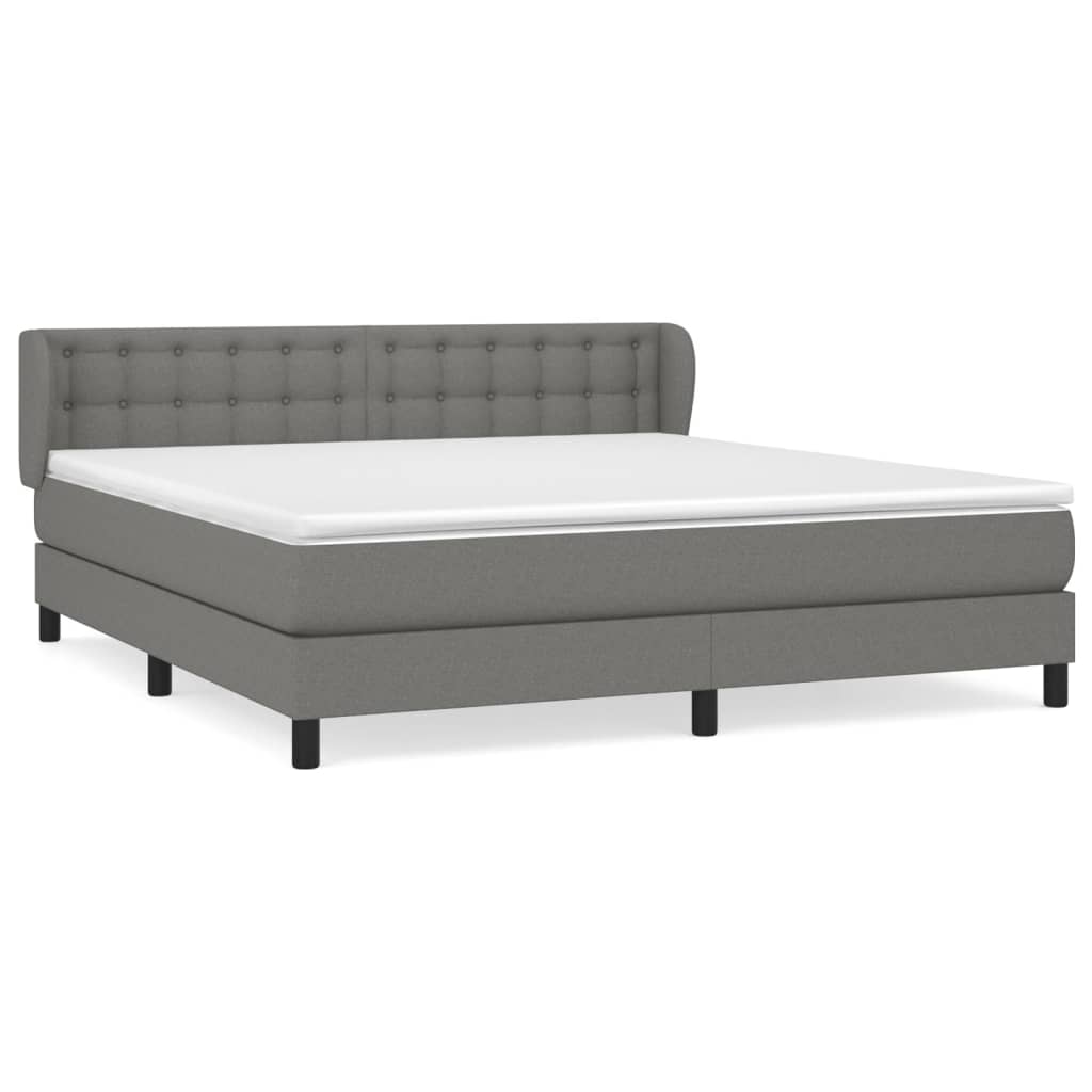 vidaXL Κρεβάτι Boxspring με Στρώμα Σκούρο Γκρι 160x200 εκ Υφασμάτινο