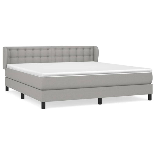 vidaXL Κρεβάτι Boxspring με Στρώμα Ανοιχτό Γκρι 180x200 εκ. Υφασμάτινο
