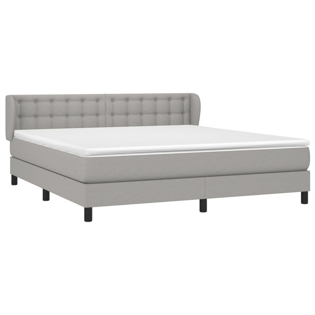 vidaXL Κρεβάτι Boxspring με Στρώμα Ανοιχτό Γκρι 180x200 εκ. Υφασμάτινο