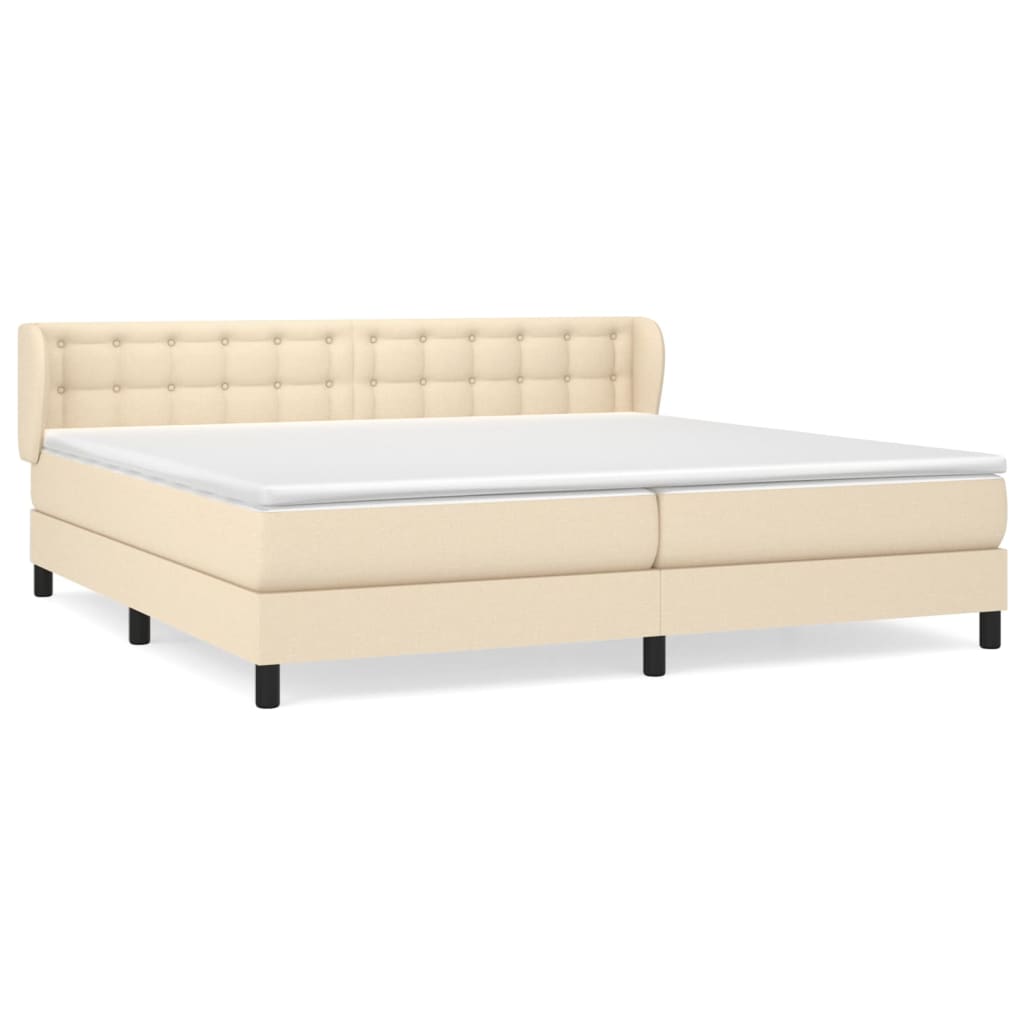 vidaXL Κρεβάτι Boxspring με Στρώμα Κρεμ 200x200 εκ. Υφασμάτινο