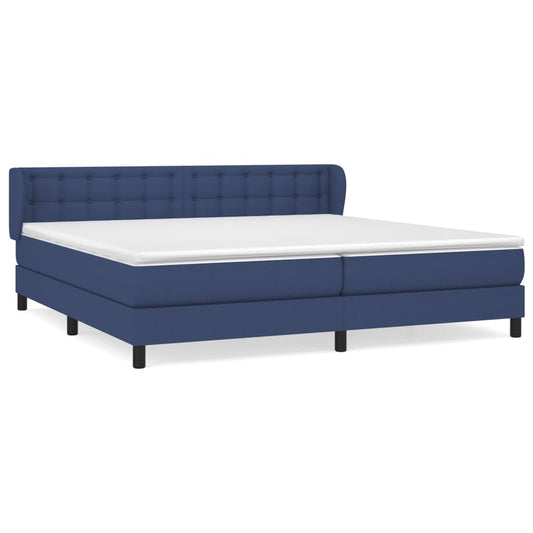 vidaXL Κρεβάτι Boxspring με Στρώμα Μπλε 200x200 εκ. Υφασμάτινο
