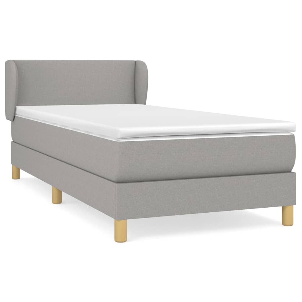 vidaXL Κρεβάτι Boxspring με Στρώμα Ανοιχτό Γκρι 80x200 εκ. Υφασμάτινο