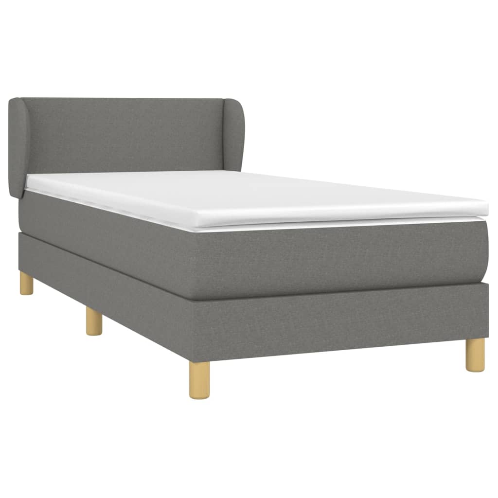 vidaXL Κρεβάτι Boxspring με Στρώμα Σκούρο Γκρι 90x190 εκ. Υφασμάτινο