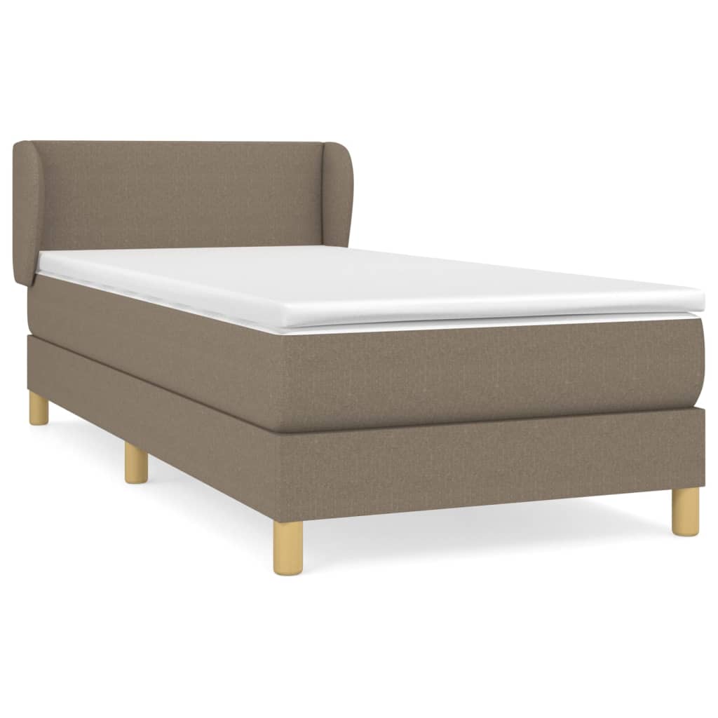 vidaXL Κρεβάτι Boxspring με Στρώμα Taupe 90x200 εκ. Υφασμάτινο