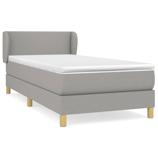 vidaXL Κρεβάτι Boxspring με Στρώμα Ανοιχτό Γκρι 100x200 εκ. Υφασμάτινο