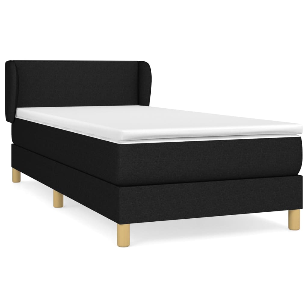 vidaXL Κρεβάτι Boxspring με Στρώμα Μαύρο 100 x 200 εκ. Υφασμάτινο
