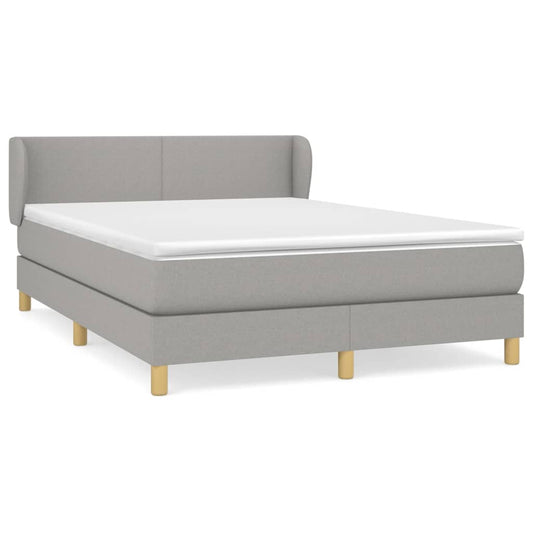 vidaXL Κρεβάτι Boxspring με Στρώμα Ανοιχτό Γκρι 140x190 εκ. Υφασμάτινο