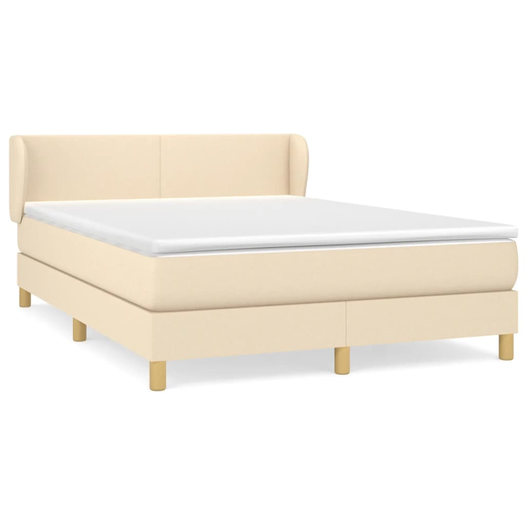 vidaXL Κρεβάτι Boxspring με Στρώμα Κρεμ 140x200 εκ. Υφασμάτινο