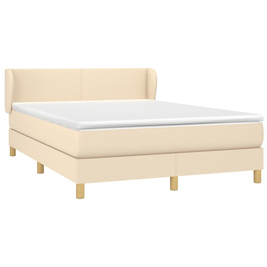 vidaXL Κρεβάτι Boxspring με Στρώμα Κρεμ 140x200 εκ. Υφασμάτινο