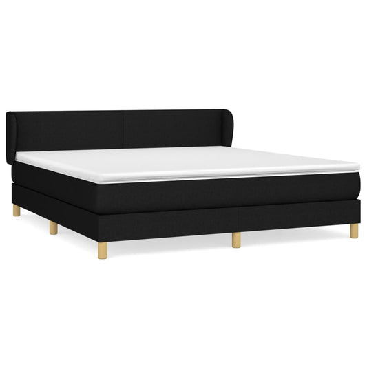 vidaXL Κρεβάτι Boxspring με Στρώμα Μαύρο 160x200 εκ. Υφασμάτινο