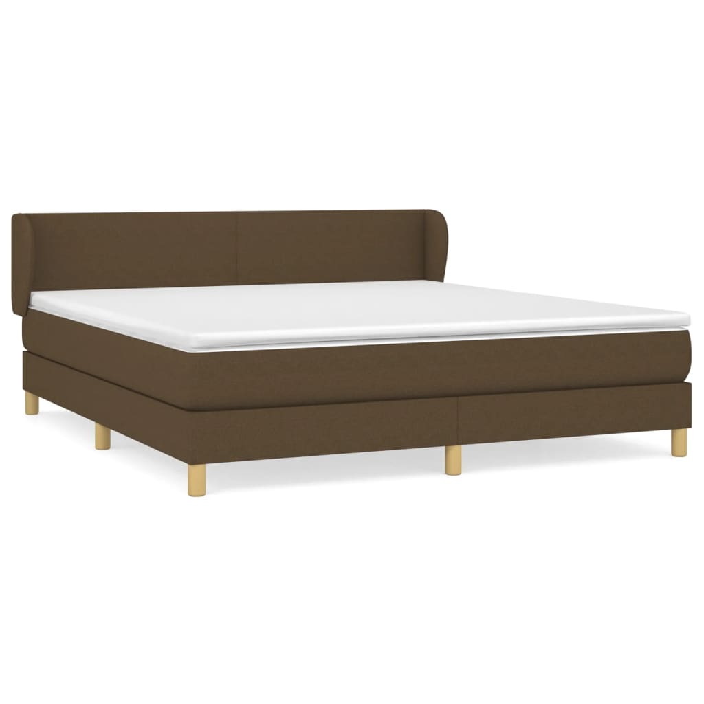 vidaXL Κρεβάτι Boxspring με Στρώμα Σκούρο Καφέ 160x200 εκ Υφασμάτινο