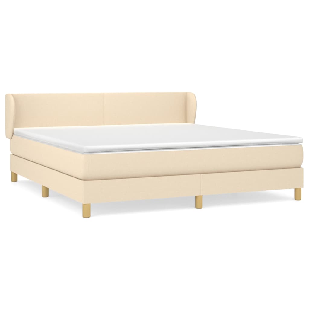 vidaXL Κρεβάτι Boxspring με Στρώμα Κρεμ 160x200 εκ. Υφασμάτινο