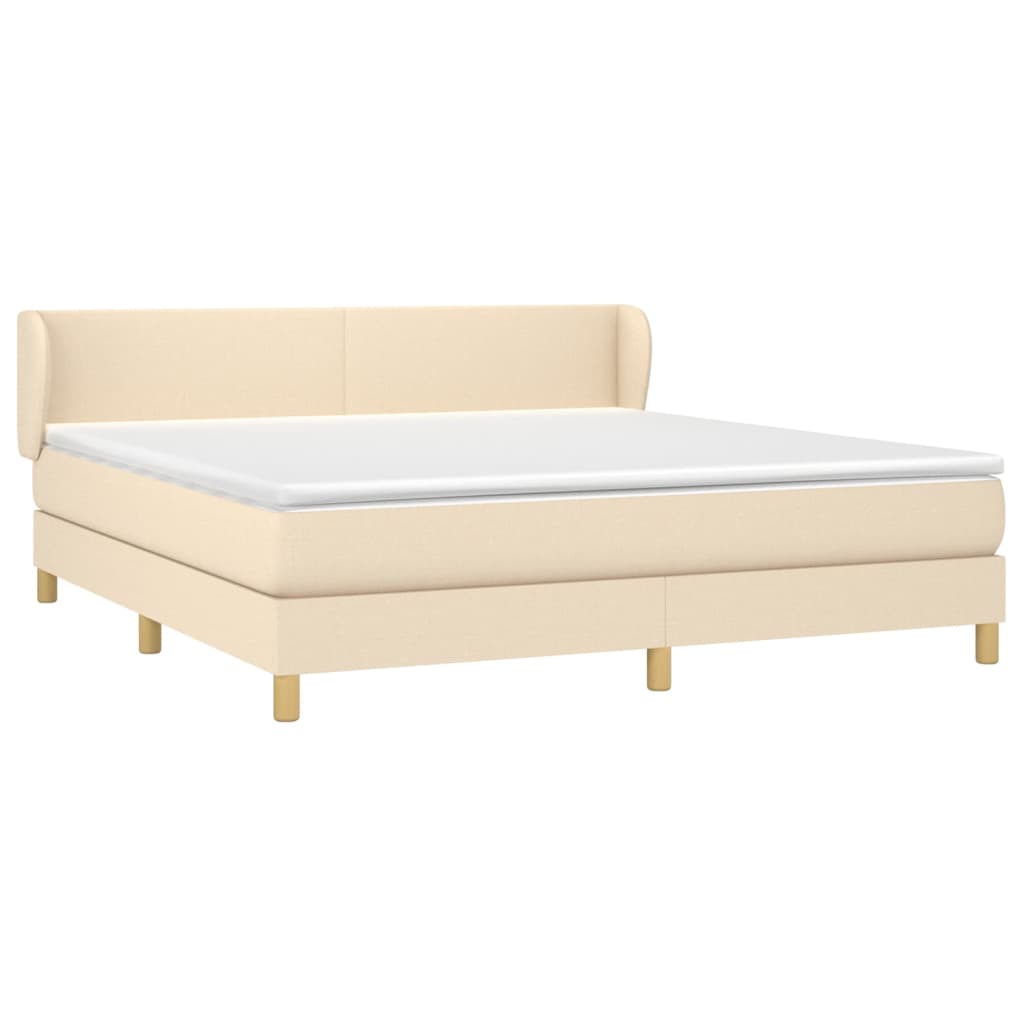 vidaXL Κρεβάτι Boxspring με Στρώμα Κρεμ 160x200 εκ. Υφασμάτινο