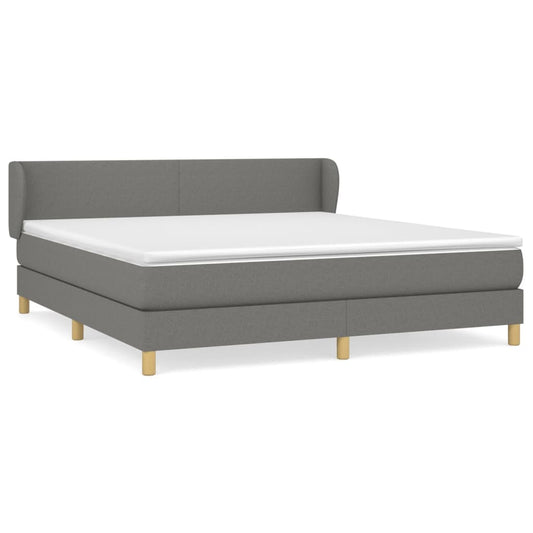 vidaXL Κρεβάτι Boxspring με Στρώμα Σκούρο Γκρι 180x200 εκ Υφασμάτιν