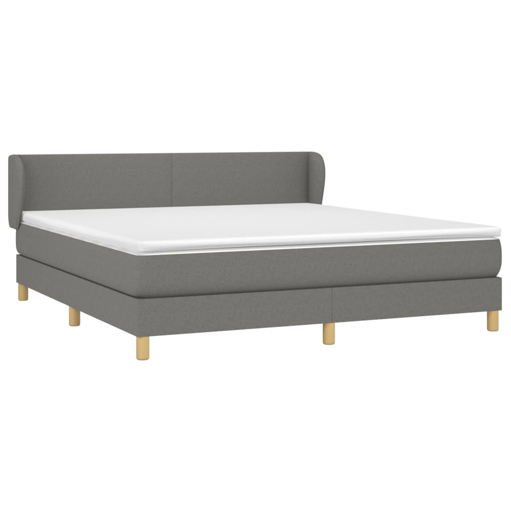vidaXL Κρεβάτι Boxspring με Στρώμα Σκούρο Γκρι 180x200 εκ Υφασμάτιν