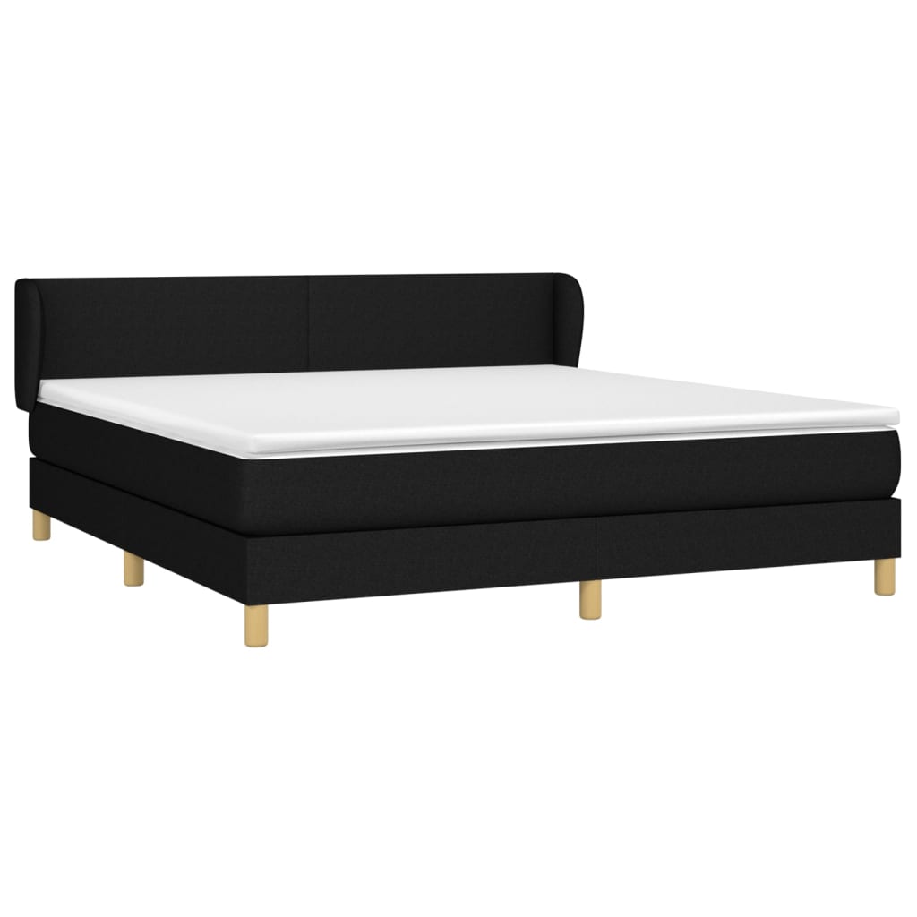 vidaXL Κρεβάτι Boxspring με Στρώμα Μαύρο 180x200 εκ. Υφασμάτινο