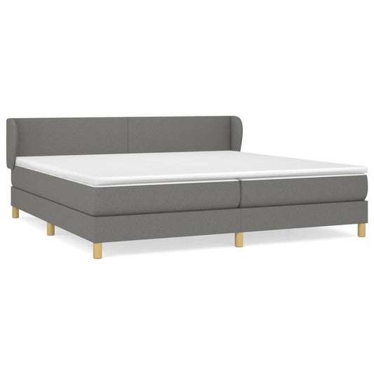 vidaXL Κρεβάτι Boxspring με Στρώμα Σκούρο Γκρι 200x200 εκ. Υφασμάτινο