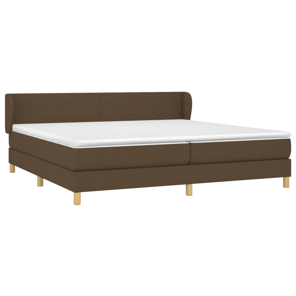 vidaXL Κρεβάτι Boxspring με Στρώμα Σκούρο Καφέ 200x200 εκ. Υφασμάτινο