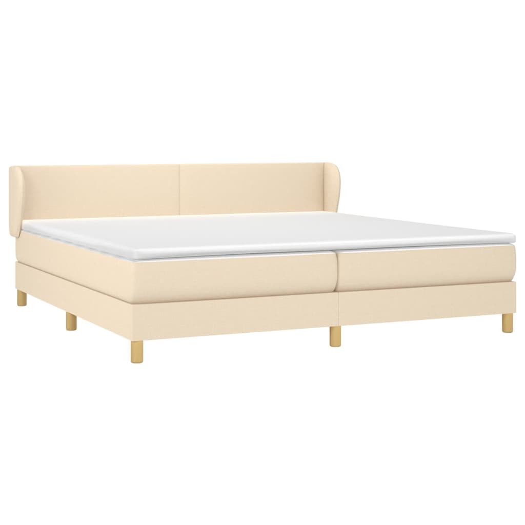 vidaXL Κρεβάτι Boxspring με Στρώμα Κρεμ 200x200 εκ. Υφασμάτινο