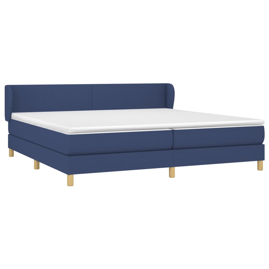 vidaXL Κρεβάτι Boxspring με Στρώμα Μπλε 200x200 εκ. Υφασμάτινο