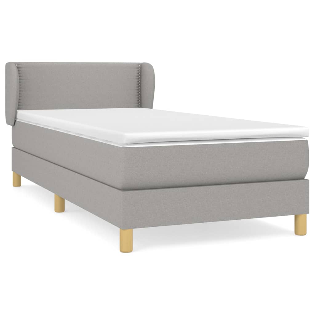 vidaXL Κρεβάτι Boxspring με Στρώμα Ανοιχτό Γκρι 100x200 εκ. Υφασμάτινο