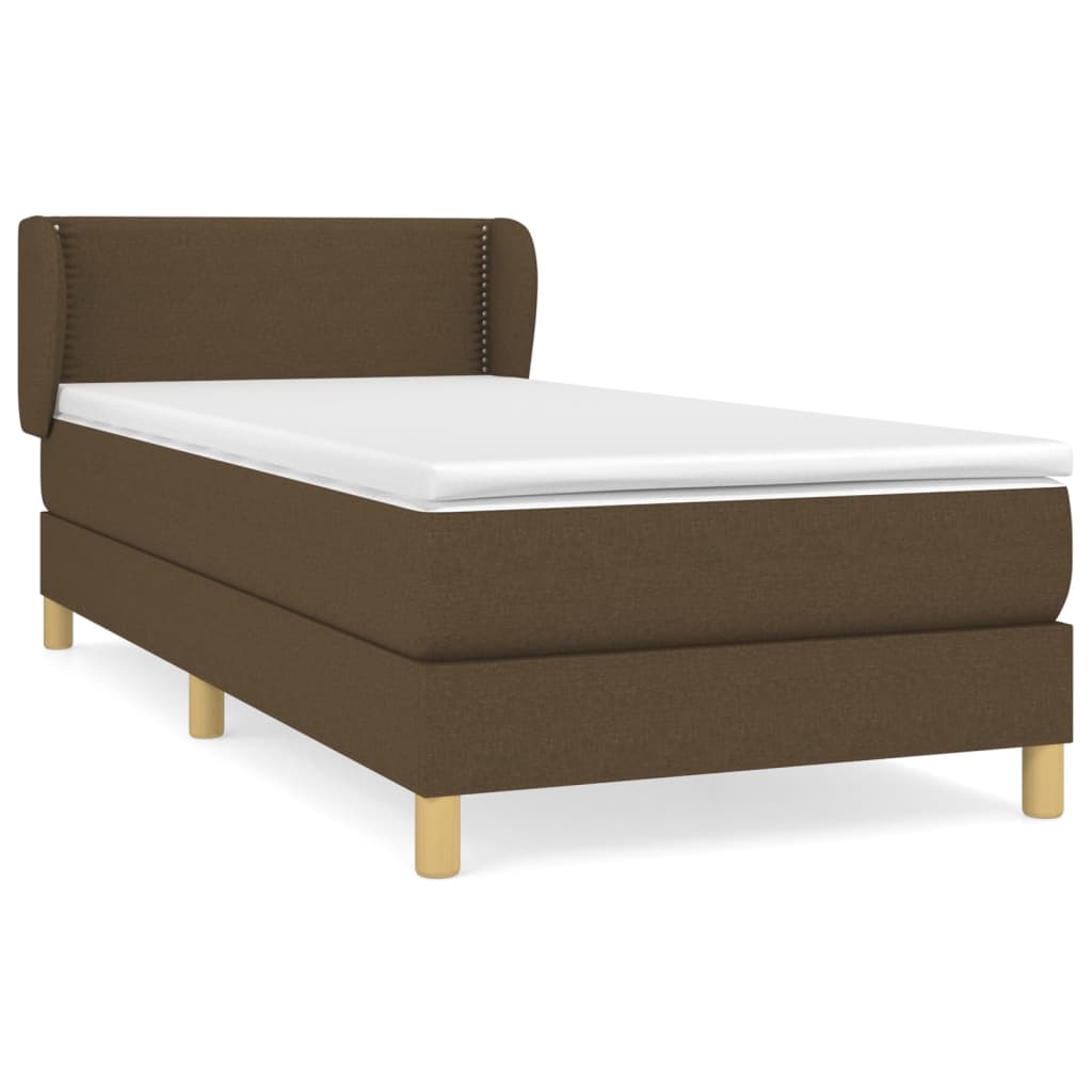 vidaXL Κρεβάτι Boxspring με Στρώμα Σκούρο Καφέ 100x200 εκ. Υφασμάτινο