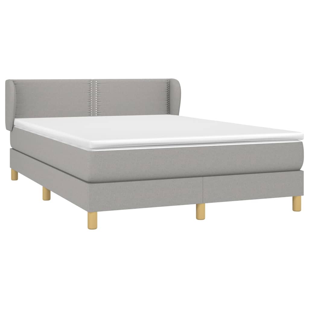 vidaXL Κρεβάτι Boxspring με Στρώμα Ανοιχτό Γκρι 140x190 εκ. Υφασμάτινο